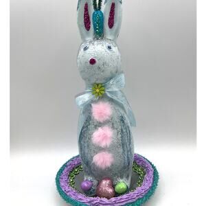 Large Pastel Blue Soft Foam like Easter Bunny faux frosting faux fur bunnie OOAK